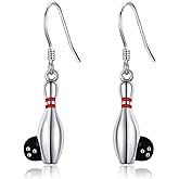 JERWLI Ball Gifts Earrings Sterling Silver Bowling Ball Soccer Dangle Drop Earrings Bowling Ball Soccer Jewelry for Women