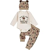 GOOCHEER Newborn Baby Boy Clothes Bear Hunting Long Sleeve Romper Shirt Tops Pants Fall Winter Outfits Hat Set