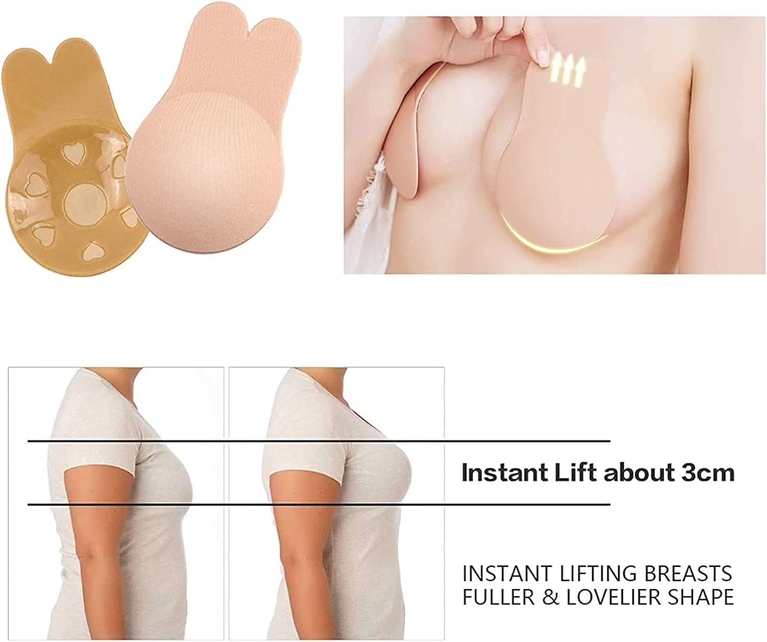 2 Pairs Breast Lift Nipple Covers, Adhesive Bra Instant Breast Lift Silicone Covers Pasties Tape at  Women’s Clothing store