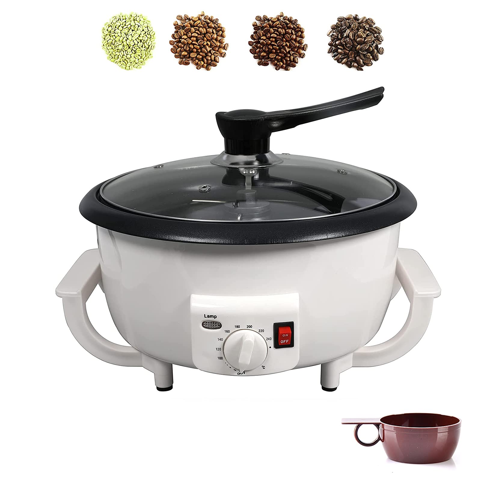 Photo 1 of Home Coffee Roaster, Household Electric Coffee Bean Baker Nut Peanut Cashew Chestnuts Roasting Machine Adjustable Temperature 1.6 Pounds Capacity for Cafe Shop/Home No Stovetop Required Smoke Reduce