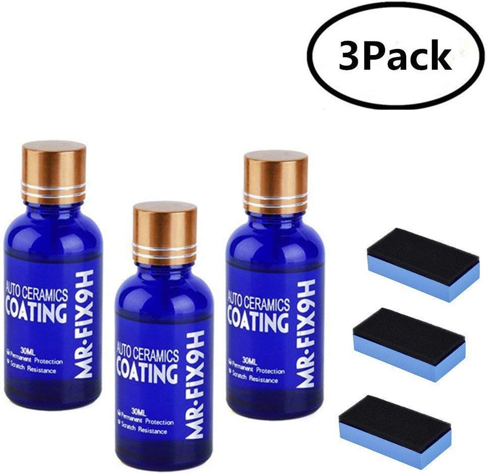 bossMA Auto Ceramics Coating,Anti-scratch Car Nano Ceramic Coating Kit Car Polish Liquid Paint Care Coat - 9H Hardness 30ML (3 PACK)