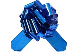 HSXJJ 1PC Giant Large Pull Bow Big Glitter Metallic Bow,12 Inch,Great Gift Bows for appliances,Bikes,Table Decorations and Party Events(Blue)