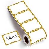 200 Pcs Gold Name Tag Stickers, 2"x 3" Blank Nametags Sticker, Sticky Adhesive Name Tags Sticker Name Badges Labels Roll, Suitable for Office Meeting, School, Family Union,Parties