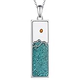 SCZKLAQ Turquoise Necklace 925 Sterling Silver Turquoise Jewelry for Women Mustard Seed Necklace for Women Christian Faith Jewelry