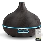 Diffusers for Essential Oils Large Room, 550ml Essential Oil Diffusers with Remote Control, Ultrasonic Oil Diffuser with Timer, 7 Colors Light for Bedroom