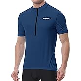 Spotti Men's Cycling Bike Jersey Short Sleeve with 3 Rear Pockets- Moisture Wicking, Breathable, Quick Dry Biking Shirt