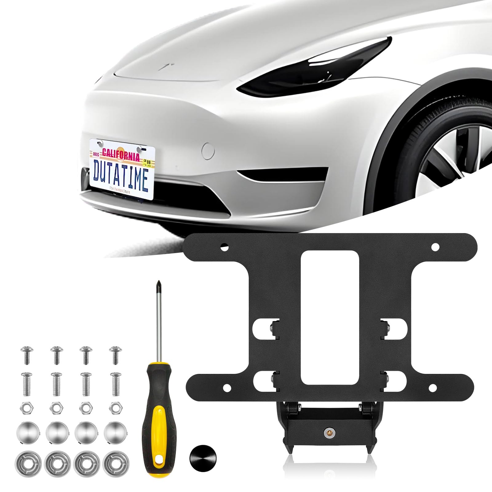 Photo 1 of Heenvn No Drill Front License Plate Frame Holder for 2020-2024 Model Y, 2020-2023 Model 3 Anti-Theft Front License Bracket Plate Mount No Drilling Lockable Tesla Accessories