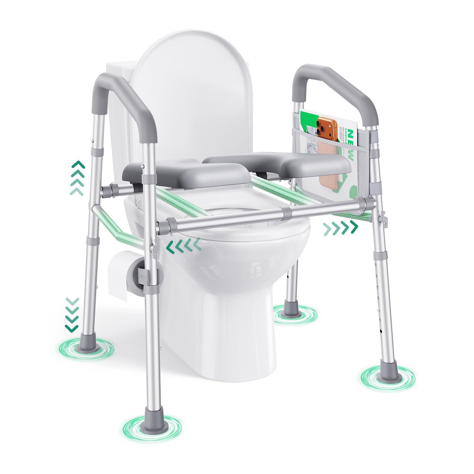 Photo 1 of PopWise Raised Toilet Seat with Handles, 500 lb Anti-Wobble Frame, Easy to Install Toilet Seat Risers for Senior, Pregnant, Post-Surgery, Adjustable Height & Width Toilet Seat Riser, Fits Most Toilets