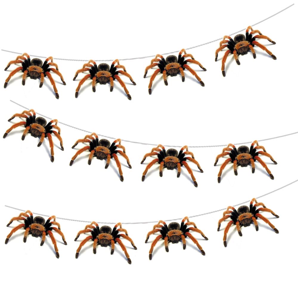 AK Giftshop Halloween Spiders Tarantula Bunting Party Decorations - 12pcs / 2.5m Ribbon