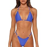 MIKETAI Sexy Bikinis for Women 2 Piece Bikini Spaghetti Strap Swimsuits Solid Color Bathing Swimwear Triangle Bathing Suit