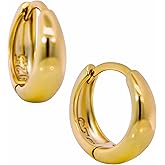 925 Sterling Silver Tapered Huggie Hoop Earrings, Sold as a Pair