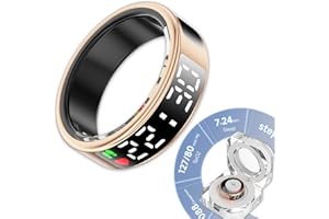 VIOHEAD Touch Screen Smart Ring for Men Women, 2024 New Fitness Ring with Heart Rate Monitor Sleep Monitor Step Blood Oxygen Tracker,Remote Photography,IP68 Waterproof (Gold, 9#)