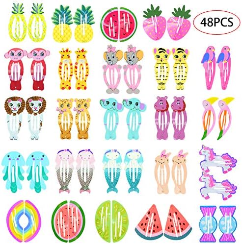 Buy Cute Snap Hair Clips Animal 48pcs Fruit Hair Barrettes For