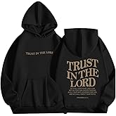 UNIQUEONE Trust in the Lord Christian Hoodies - Faith Religious Graphic Sweatshirts Women Bible Verse God Pullover Tops