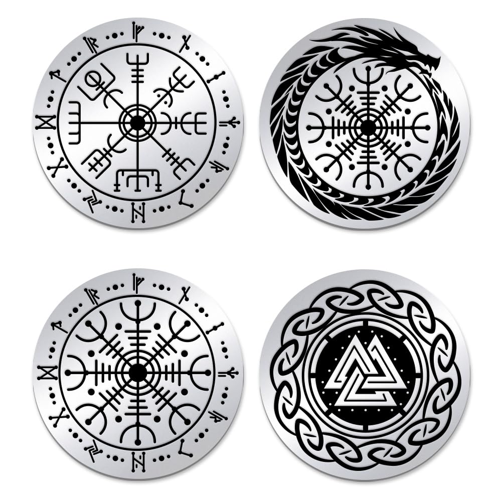 UNICRAFTALE 2Pcs Viking Vegvisir Coin Viking Compass Challenge Coin Valknut Knot of The Slain Warrior Coins Norse Mythology Protective Talisman Amulet Decision Coins Gifts for Women Men