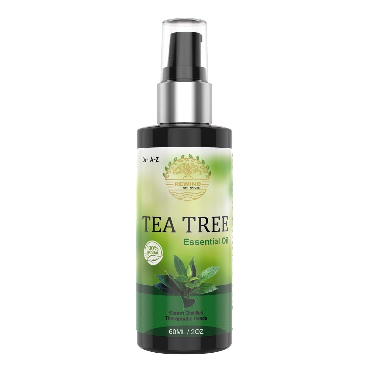 Natures Tea Tree Organic 2oz Pure Essential Oil Natural Get Rid Of Skin Tags Treatment for Acne, Hair Piercing Cleaner Facial Cleanser Pump Spray Extra Large