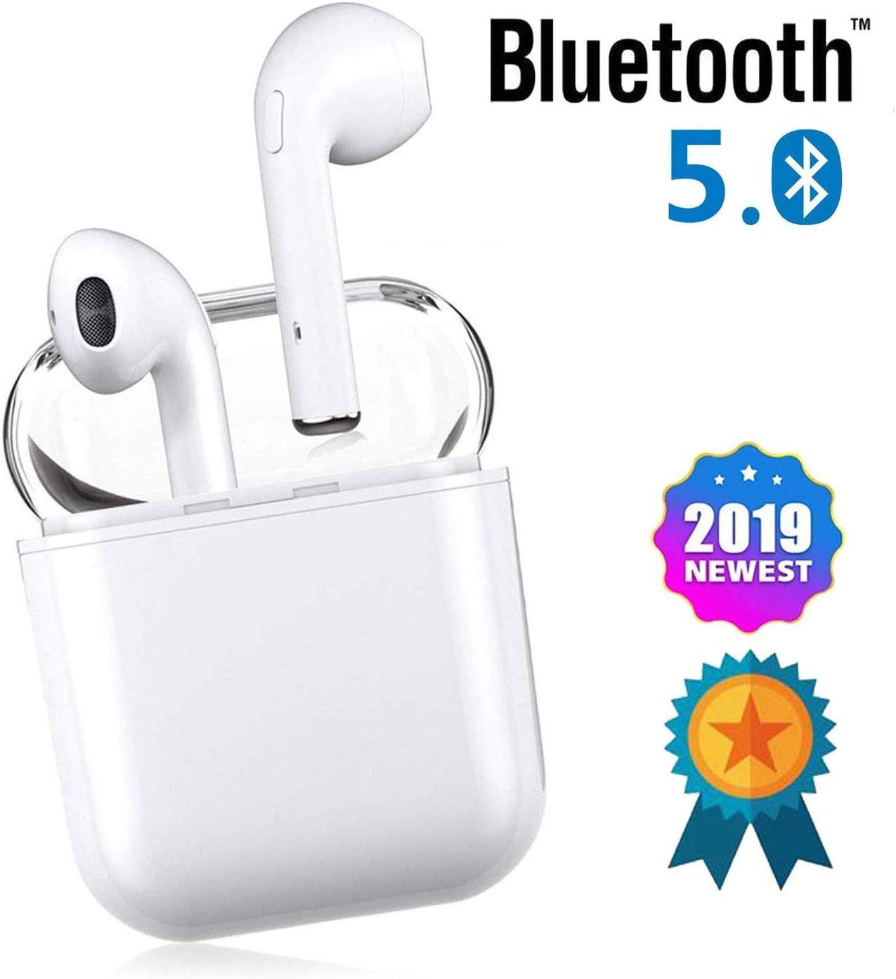 UURM K Bluetooth Headphones,Bluetooth 5.0 Wireless Earbuds,Noise Canceling 3D Stereo IPX5 Waterproof Sports Headset, with【24Hrs Charging Case】 Fast Charging for Samsung/iPhone/Android/Apple Airpods
