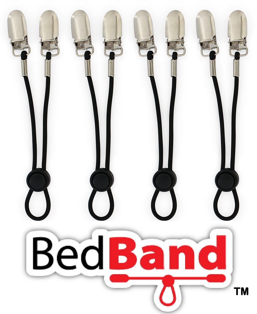 The Original Bed Band – Sheet that supports Adjustable Fastener/Holder/Strap/Suspender/Gripper. A Patent Pending.