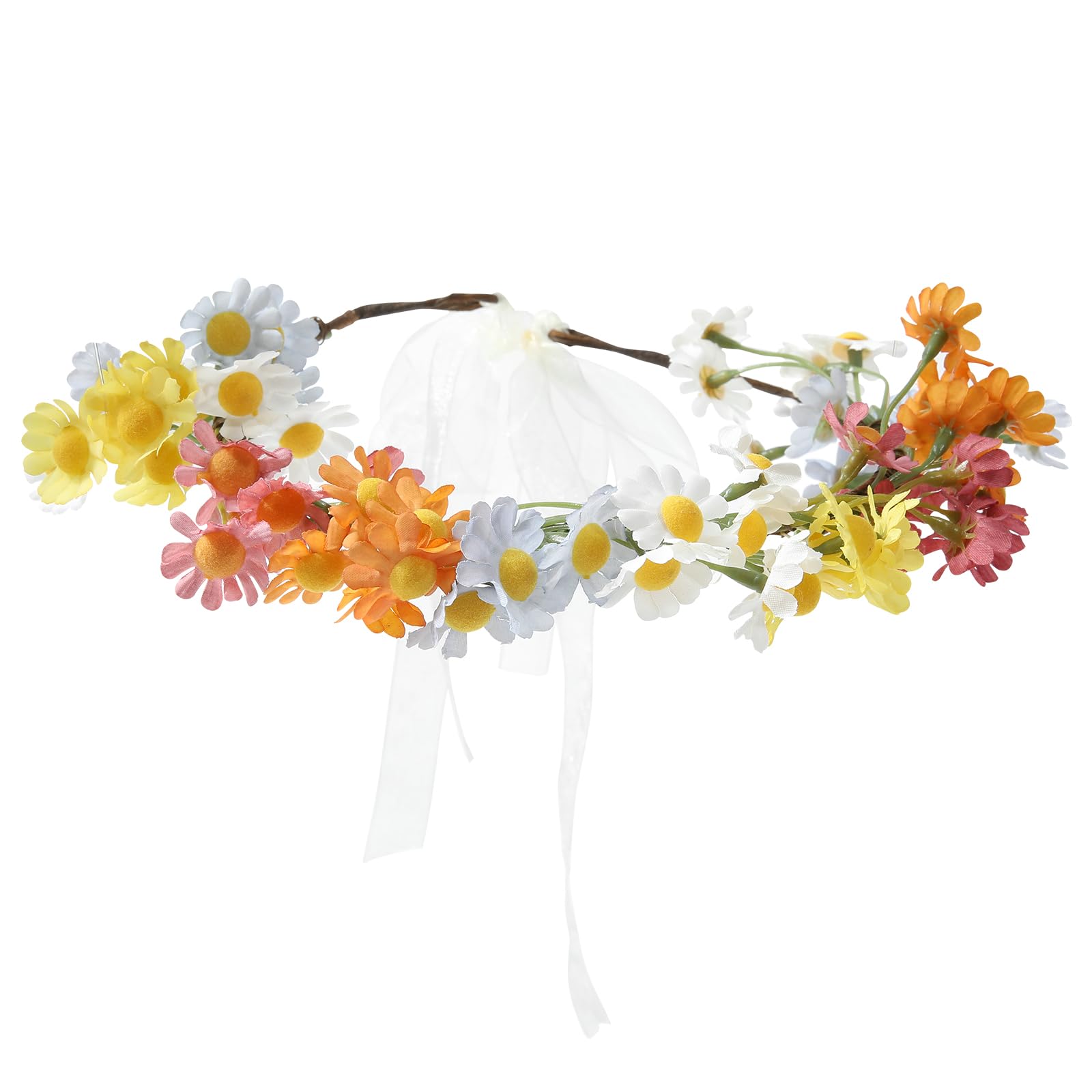 Photo 1 of AWAYTR Flower Hippie Floral Crown - Boho Sunflower Headband for Women, Hippie Costume and Hair Accessories (Color Mixing)