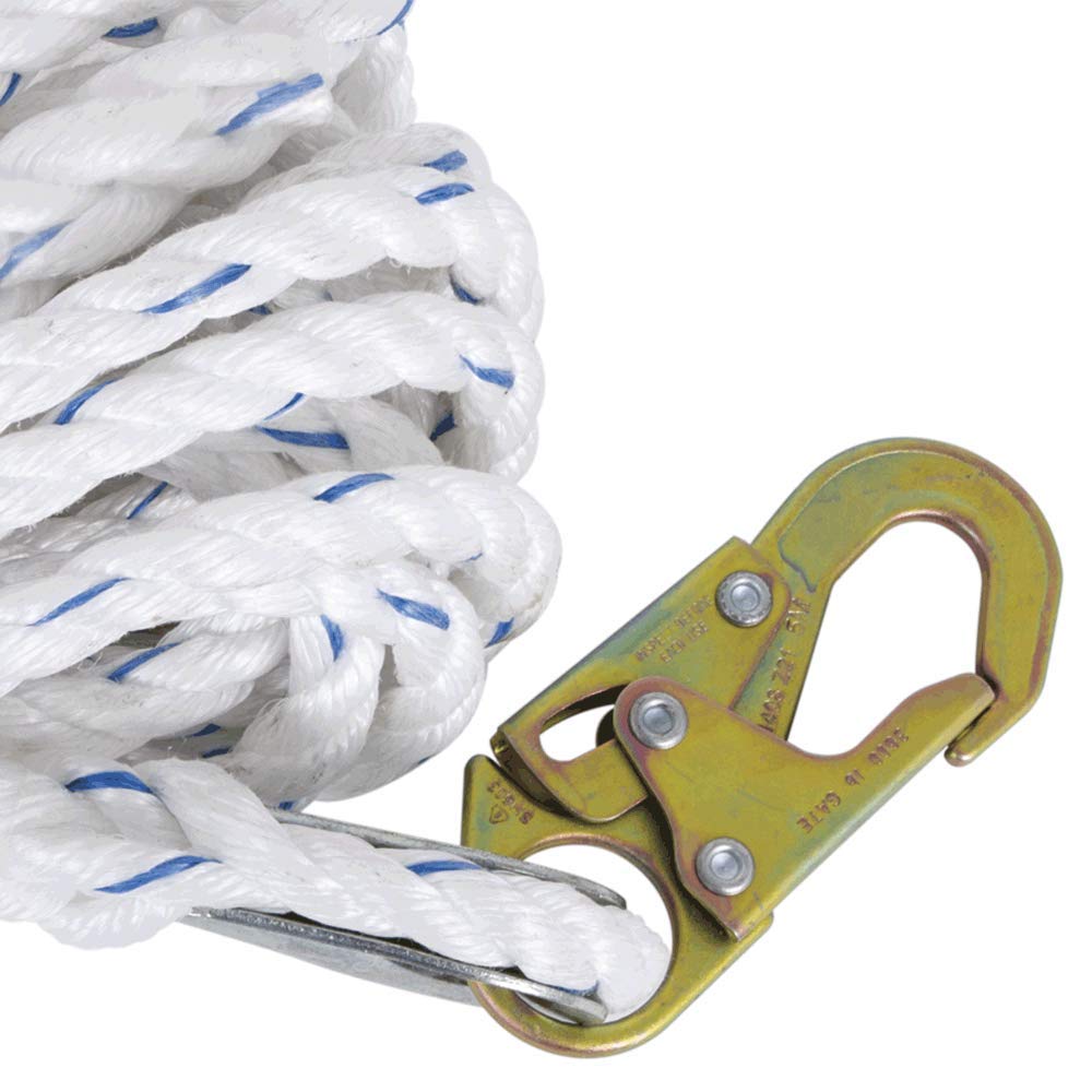 Peakworks Fall Protection V84084025 Vertical Lifeline Rope with Back Splice and Snap Hook, 25 ft. Length, White: Industrial & Scientific