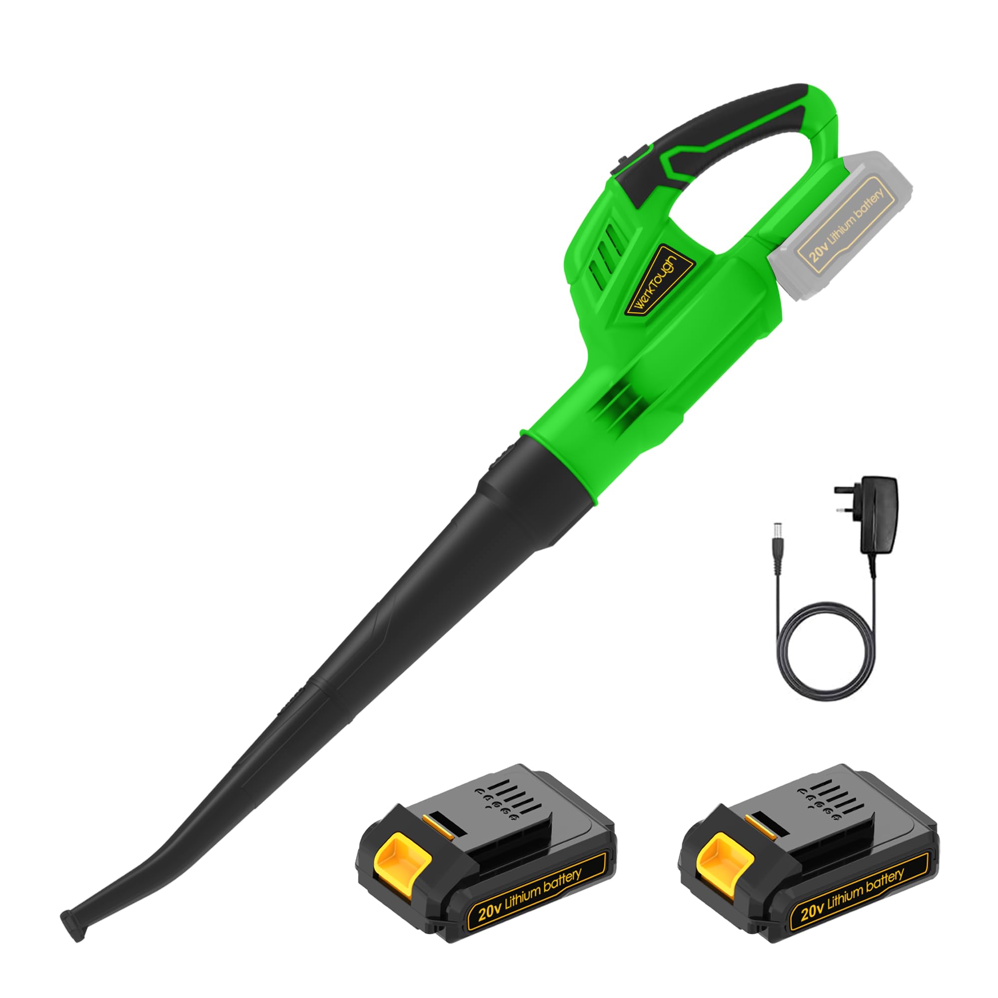 Cordless Leaf Blower Werktough 20V B001 with 2.0A Battery*2 and Fast Charger Leaf Sweeper Blower