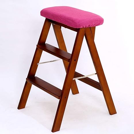 Amazon Com Fancuistore Solid Wood Folding Step Stool Kitchen Foot Stool Portable Stool Folding Ladder Chair Step Stool Color A Kitchen Dining