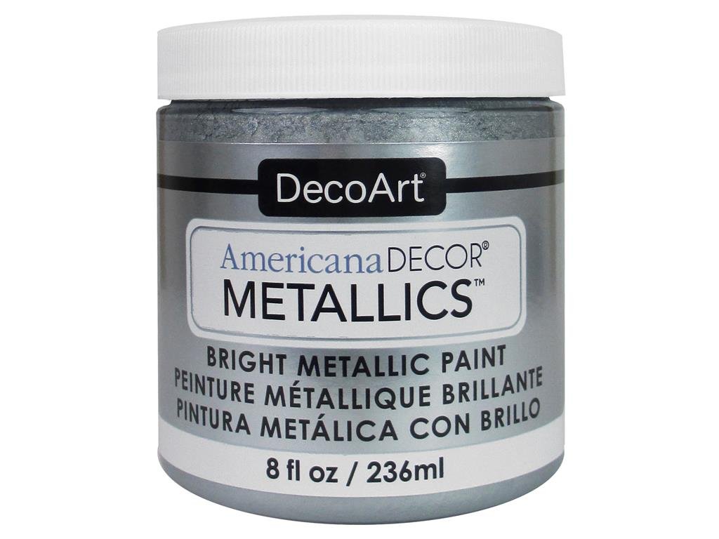 DecoArt Americana Décor Metallic Jar Of Paint, Acrylic, Silver, 7 x 7 x 8 cm