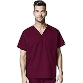 WonderWink Womens Unisex V-Neck Top Medical Scrubs Shirt, Wine, XX-Small US