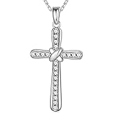 MOOSEA Moissanite Cross Necklace for Women, D Color VVS1 Clarity Lab Created Moissanite Necklace, 925 Sterling Silver Cross Necklaces, Anniversary Christian Gifts for Women