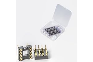 CHIPNEW Gold Plated DIP-8 Sockets kit,Round Hole Round Pin Machined Sockets,Breadboard and PCB Compatible,for OP-AMP IC, MCU Straight Socke