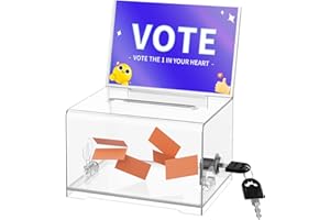 KEJEA KE Donation Box with Lock, Clear Ballot Box with Sign Holder, Suggestion Box, Donation Boxes for Fundraising, Tip Jar, Raffle Box, Lock Box for Cards, Votes, Tickets, Prayer, Money, Cash