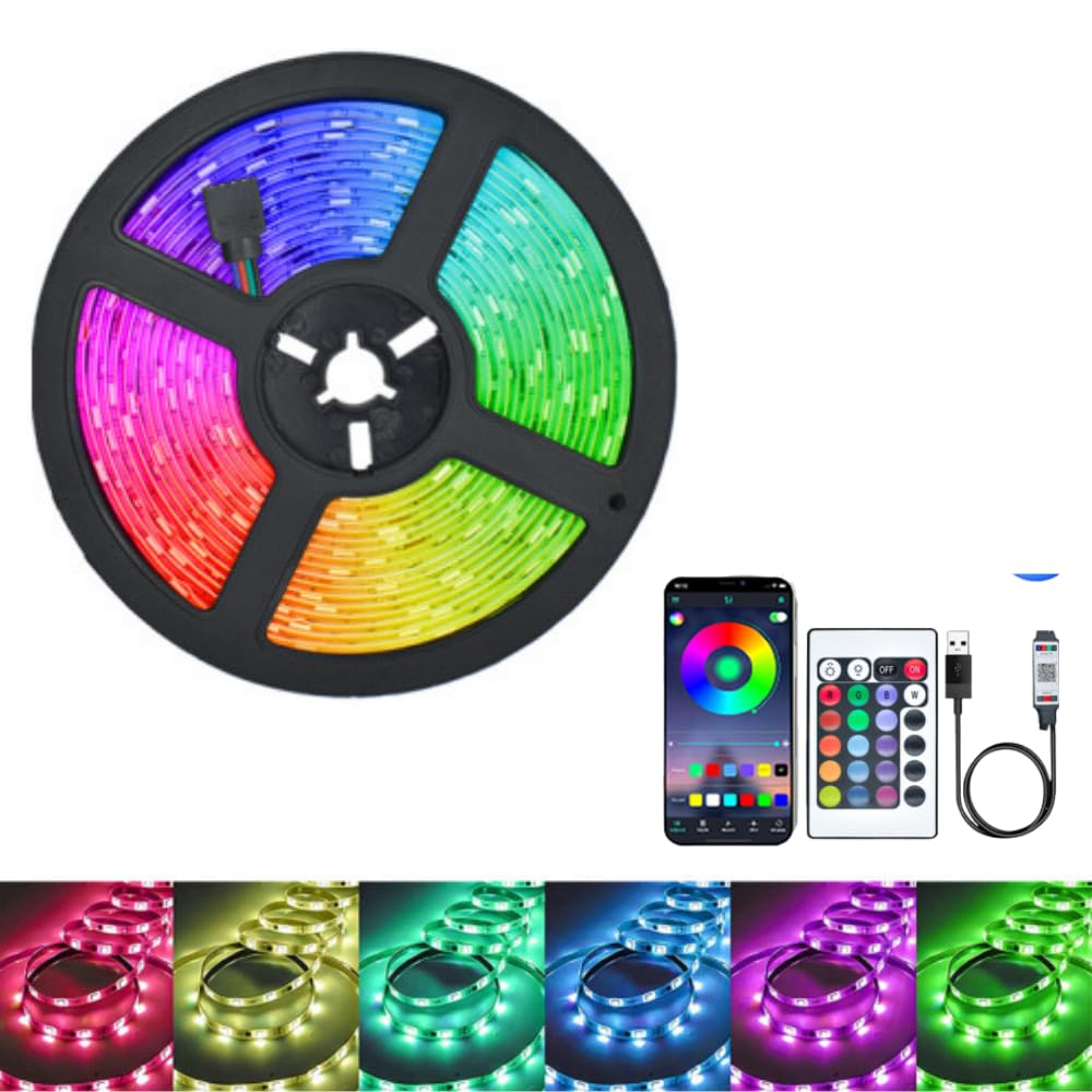 LED Strip Light, Dimmable RGB LED Strips with Remote and App, Colour Changing Room Lights, LED Lights for TV Kitchen Bedroom Kids Room Living Room (4 Meters)