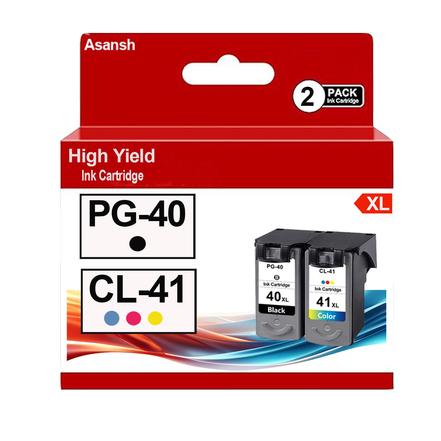 Photo 1 of ASANSH PG-40 CL-41 PG40 CL41 Ink Cartridge Use for for PIXMA IP1600 IP1800 IP2600 MP140 MP150 151 MP160 MP170 MP180 MP190 MP210 MP450 MP460 MP470 Fax JX200 JX210P Printers