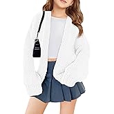Haloumoning Girls Long Sleeve Cardigan Kids Casual Open Front Chunky Sweater Fall Outerwear 5-14Y