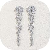 Crysdue Wedding Cubic Zirconia Chandelier Dangle Earrings for Brides Women Teardrop/Marquise Long Drop Bridal Jewelry
