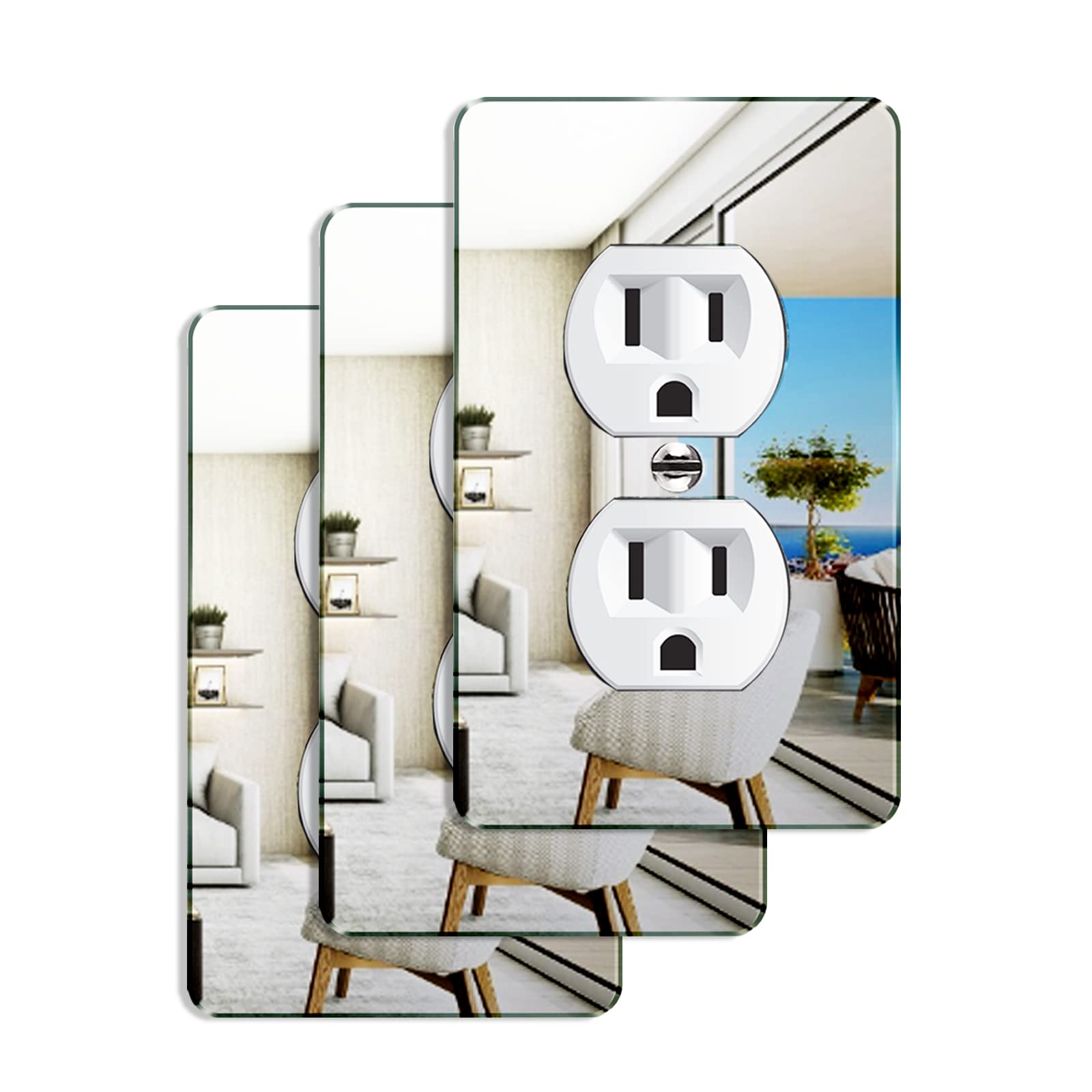 Photo 1 of 3 Pcs Mirror Acrylic Outlet Covers Wall Plate Light Switch Plates Acrylic Mirrored Plates Wall Plates For Electrical Outlets Durable Decorative