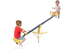 FEBLOMST Teeter Totter, Seesaw for Kids Outdoor Play Toys, See Saw for Toddlers Ages 3-7 Heavy Duty, 360 Spin Triangle Base, Safe Round Handle, Child Size Indoor Playground Equipment, Christmas Birthday Gift
