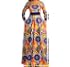 VERWIN Women's Off-Shoulder Maxi Dress - Half Sleeve, Color Block Print, Bodycon Floor-Length - View #8
