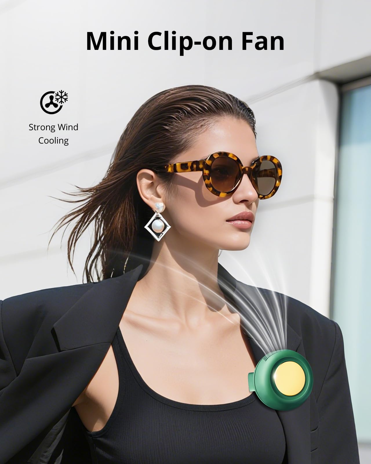 Portable Silent Mini Bladeless Fan Clip On, 3 Speeds & Queit, Hands Free Shirt and Waist Clips Whirlwind Fans, USB Rechargeable, Suitable for Outdoor & Travel & Office (green)