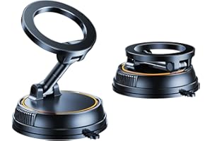 HIYJEN Magnetic Car Phone Holder Compatible with Magsafe, 360 Rotatable Vacuum Suction Cup Car Mount Dashboard, Magnet Cell Phone Holders for Your Car Fit for iPhone 16 Pro Max 16 Pro 16 15 14 13 12