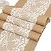 DegGod 1 Pack 12X108 Inches Natural Burlap Lace Hessian Table Runner Vintage Jute Rustic Tablecloth for Country Wedding Baby Shower Party Kitchen Dining Room Farmhouse Decoration (1, Burlap)