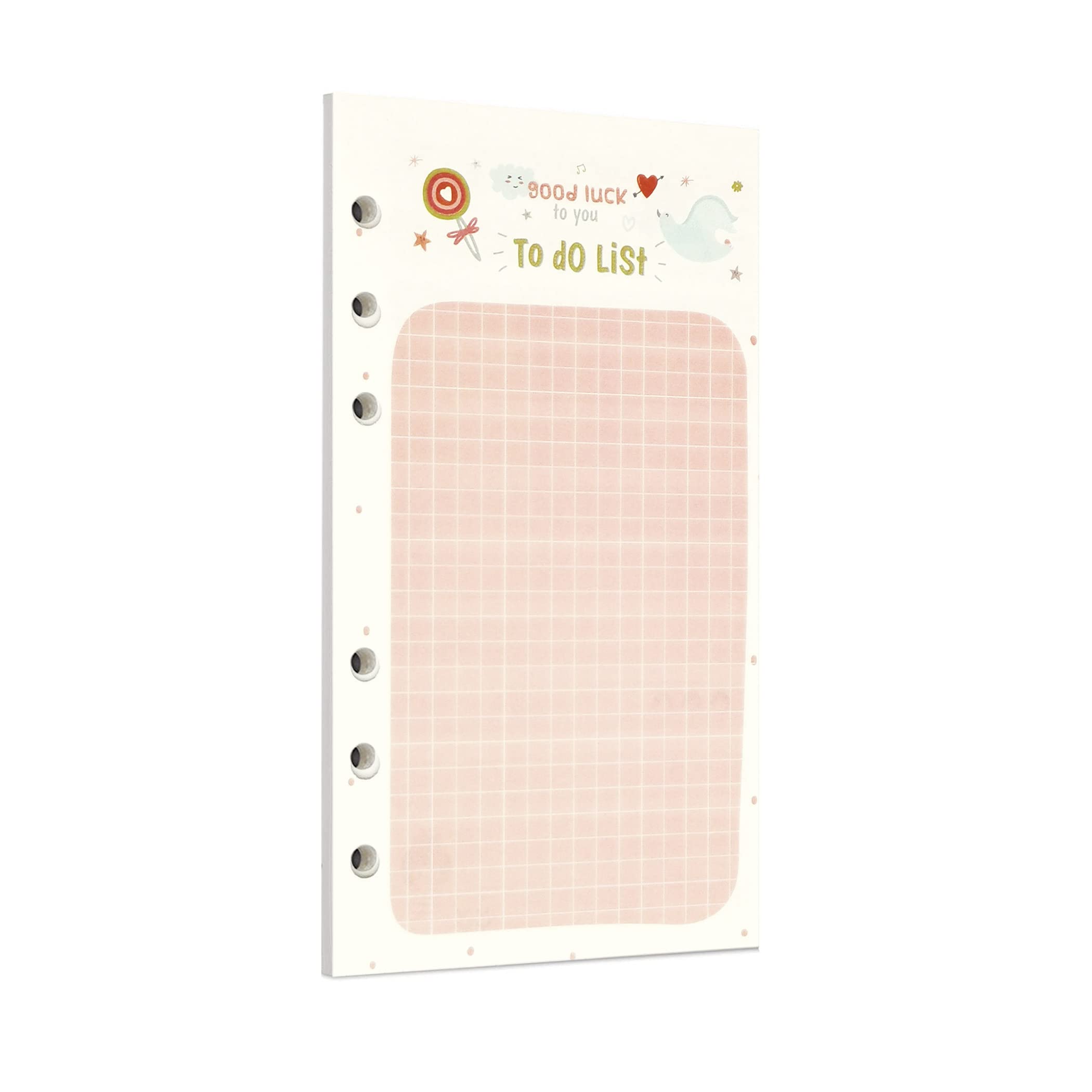 Zelten 40 Sheets 80 Pages Colorful Loose Leaf Punched Paper Refills Paper for 6 Hole Binder Personal Organizer Diary Notebook Refillable Planner (A6, Little GirlTo do list)