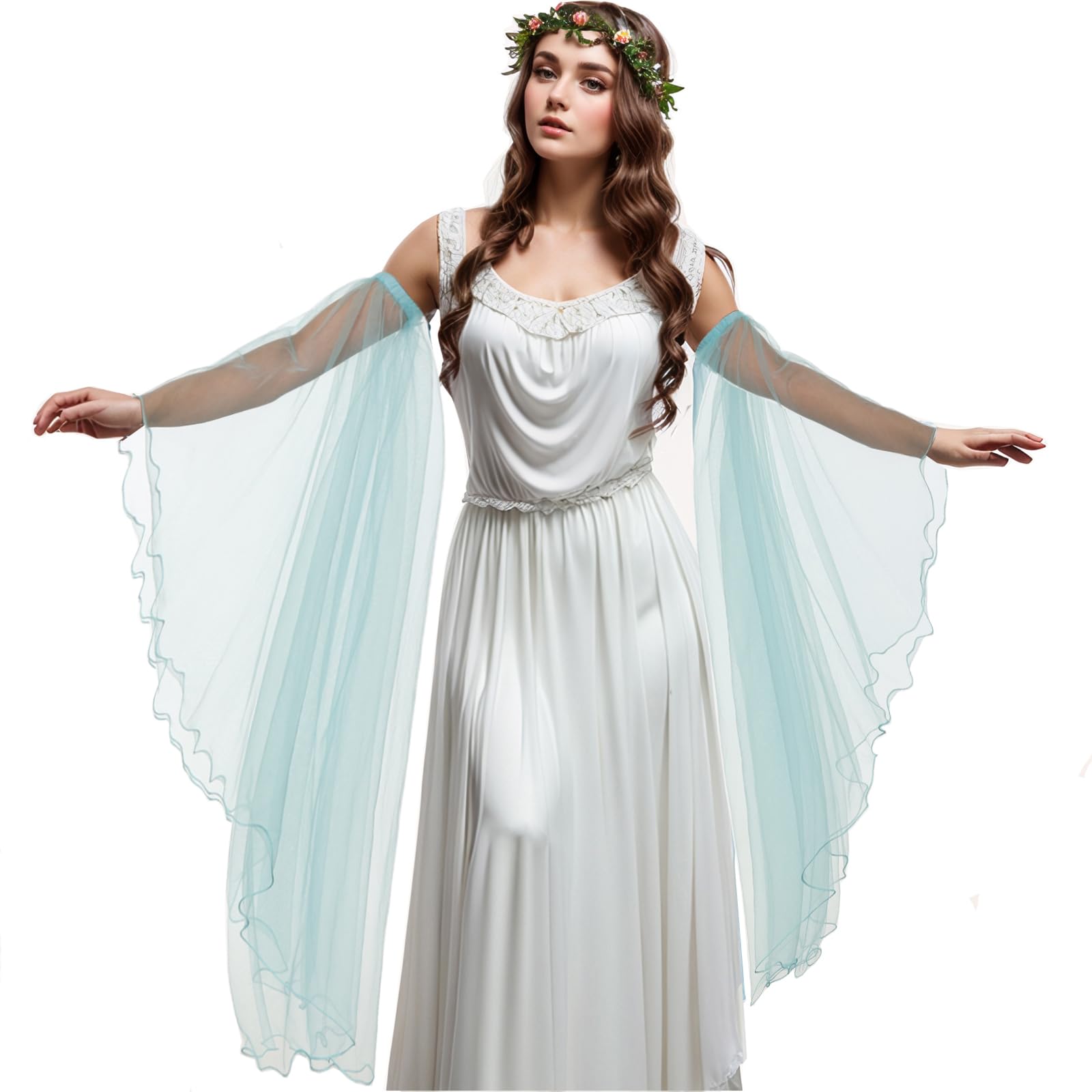 UniqKaliber Victorian Long Tulle Gloves, Detachable Sleeves Gothic Arm Covers for Halloween Costume Wedding Dress Accessories