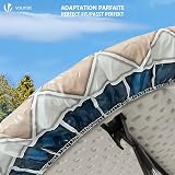 VOUNOT Round Tablecloth Covers Elastic Picnic Waterproof 90-120cm Khaki Blue view 6