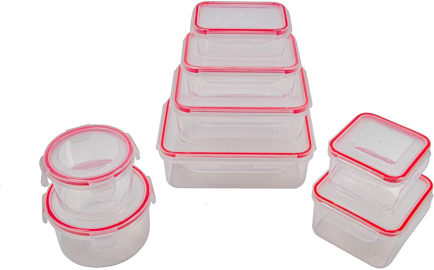 8pcs Food Storage Containers with Lids @ Airtight Leak Proof Easy Snap Lock and BPA-Free Plastic Container Set @ Plastic Food Containers with Lids @ Plastic Containers with Lids(Red)