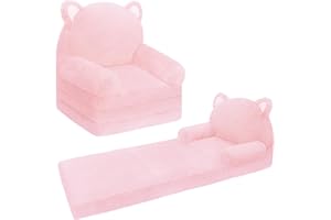 QIUODO Toddler Chair Plush with Removable Cover, Kids Sofa Bed to Lounger, Comfy Kids Couch for Kids Age 18 Months and Up （Pink Kitty）