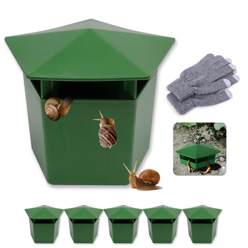 Snail Trap, Set of 5 Snail Traps for the Garden, Plastic Beer Snail Traps, Reusable Nude Snail Trap, Friendly Snail Catcher Helps Protect Your Plants from Snails