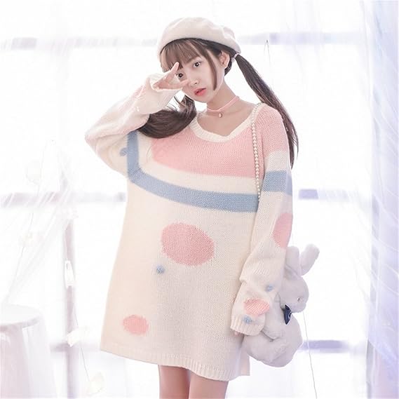 Amazon Mamamiya ワンピース セーター ニット カーディガン 可愛い 萌え 清純派 ゆったり 長袖 カジュアル おしゃれ フリーサイズ ワンピース チュニック 通販