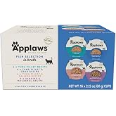 Applaws Fish Variety in Broth Wet Cat Food, 4-Flavor 16-Pack 2.12 oz Cups | 100% Natural, High Quality Ingredients, High Protein, No Artificial Additives, Limited Ingredients