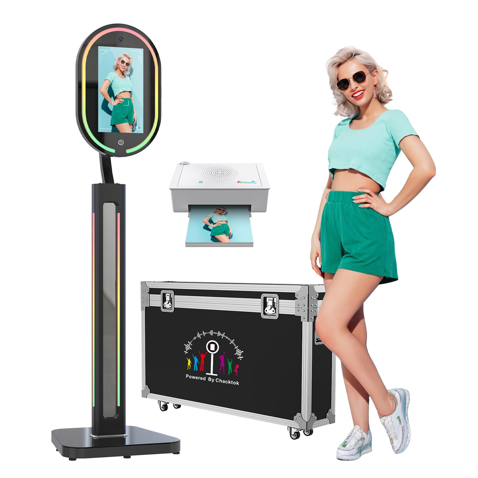 Photo 1 of ***FACTORY SEALED****
MWE Magic Mirror Photo Booth Touch Screen with Printer and 1200W Pixel 4K HD Camera,RGB Surround Light Music Sync,Mirror Video Booth with Software APP Remote Control (16in+Printer)